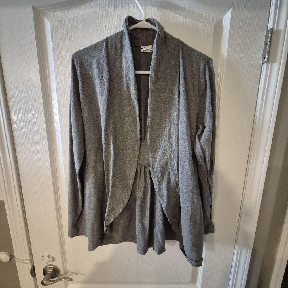 Gray Open Front Cardigan